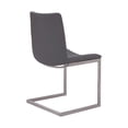 thumbnail image 3 of April Contemporary Dining Chair in Brushed Stainless Steel Finish and Grey Faux Leather - Set of 2, 3 of 9