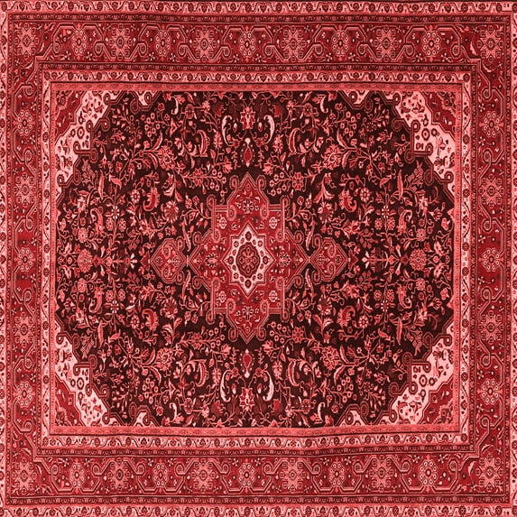 Ahgly Company Indoor Square Medallion Red Traditional Area Rugs, 4' Square