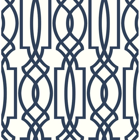 NextWall  Navy Deco Lattice Peel and Stick Removable Wallpaper - 20.5 in. W x 18 ft. L