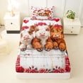 thumbnail image 3 of Erosebridal Red Flowers Blossom Twin Sheet Sets,Cute Farm Highland Cow Bedding For Men Women 3 Pieces, 3 of 6