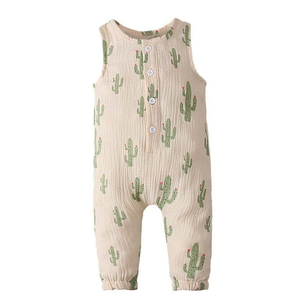 Body De Bebé Canastilla Onesies Para Niñas Pequeñas Niños Mono Sin Mangas Con Estampado De Letras Mameluco Verde Odeerbi LM103-5940
