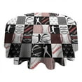 thumbnail image 4 of Baseball Patchwork Pattern Round Tablecloth 60"x60",Wrinkle Wipeable Table Cloth for Kitchen Dining Room Picnic Patio Party, 4 of 6