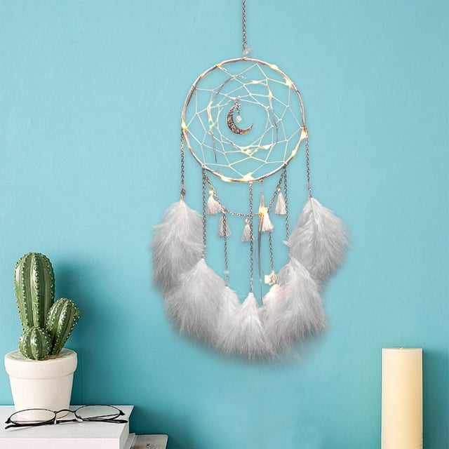 Atrapasueños con Campanilla de Viento, Cadena Decorativa de Hierro Blanco, 55 Cm (21,65 Pulgadas) | Regalo de Girly Heart Shop, 1 Unidad, 53 G (0,11 Lb)