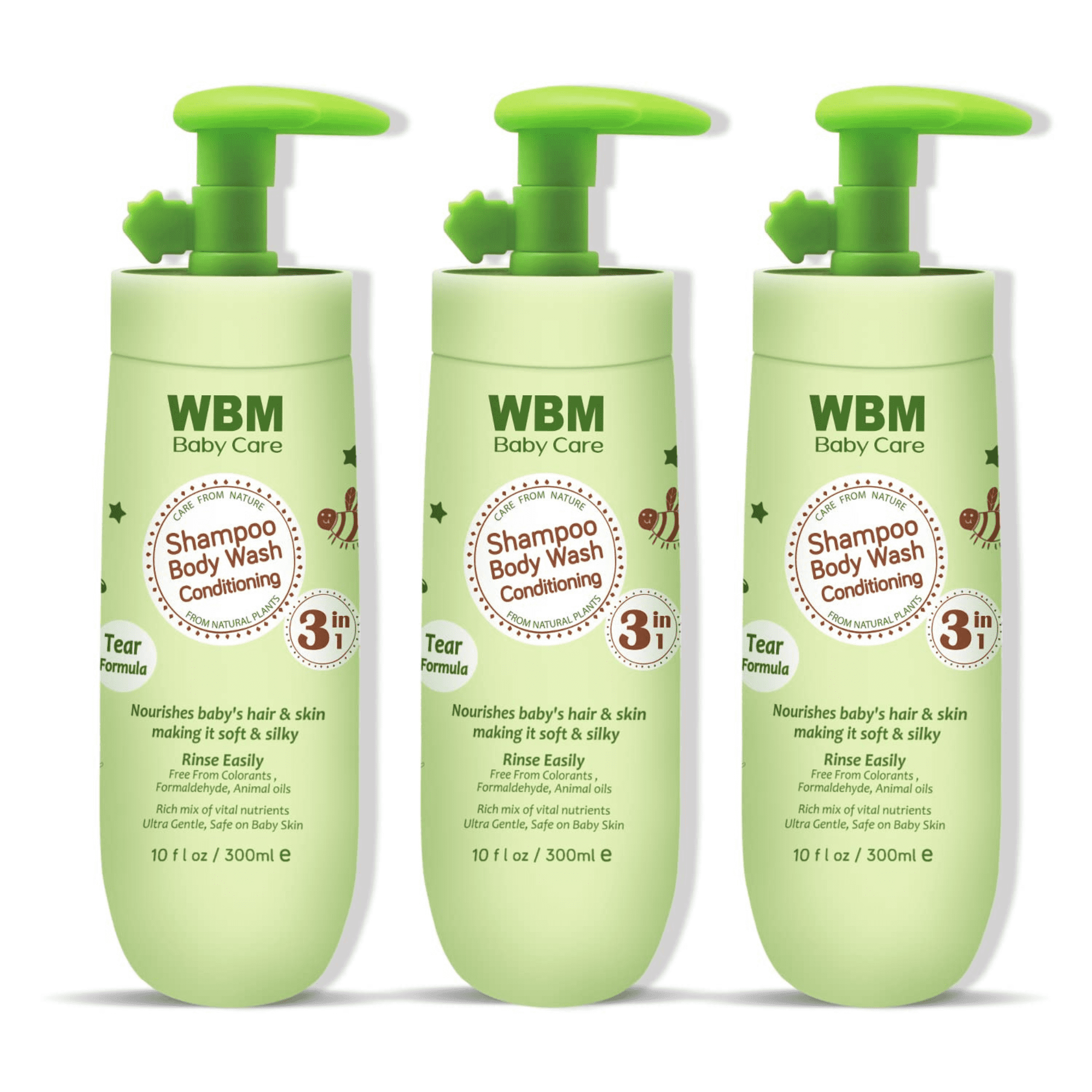 WBM 3in1 Baby Shampoo Body Wash & Conditioner , TearFree Formula 10 fl oz (300ml)/Each