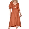 thumbnail image 1 of Gspmoly Robes pour Femmes, Robe Longue Décontractée d'Été à Manches Courtes à Col en V pour Femmes, Robes de Cocktail Offres du Jour, 1 of 5