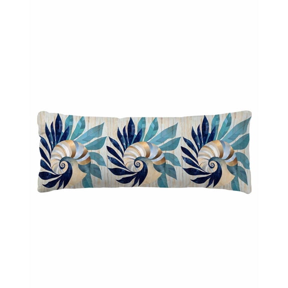 Navy Blue Teal Coastal Body Pillow Cover 20 x 54 Inch Decorative Pillow Cover Abstract Art Nautical Ocean Conch Lumbar Pillowcase Seasonal Rectangle Cushion Case for Couch Sofa Bed Living Room