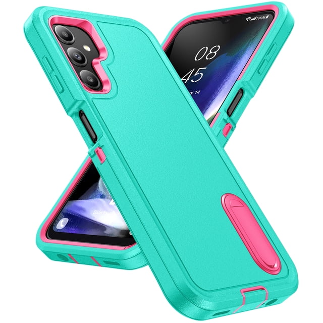 Pour Samsung Galaxy A14 5G Étui de Protection Robuste Corps Complet Multi-Couches Antichoc avec Béquille Cachée Étui Hybride en Silicone Rigide PC pour Samsung A14 5G, Noir+orange