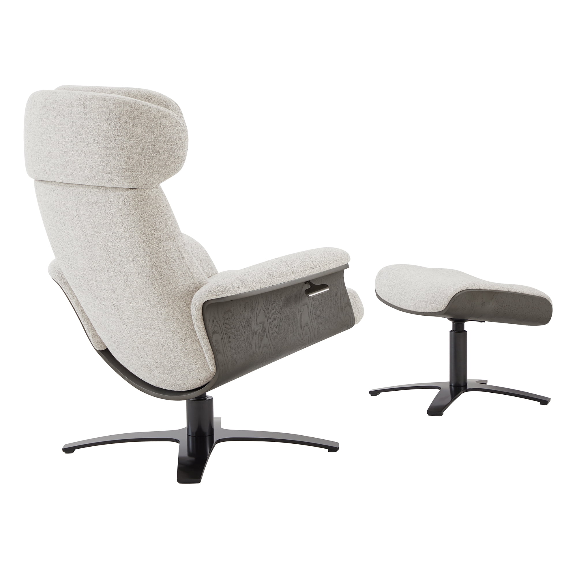 CHITA Swivel Recliner Chair with Ottoman Set & Adjustable Headrest, Fabric Lounge Accent Arm Chairs for Living Room Bedroom, Cloud