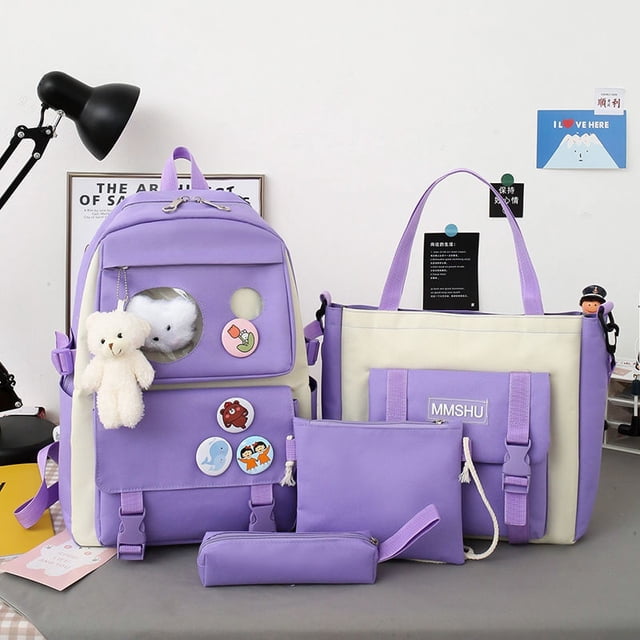 A.T.A Conjunto De Cinco Piezas 2023 Nuevo Bolso De Estudiante De Secundaria , Mochila Escolar De Color Contraste De Escuela Primaria