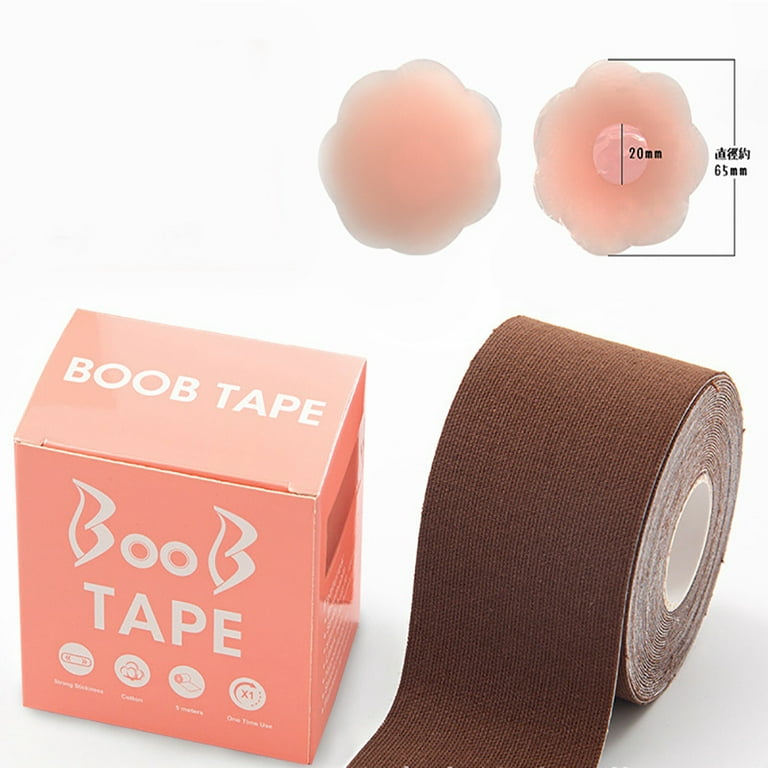 Joefnel Boob Tape - Breast Lift Tape, Body Tape for Breast Lift w 2 Pcs  Silicone Breast Reusable Adhesive Bra, Boob Tape for Large Breasts A-G Cup