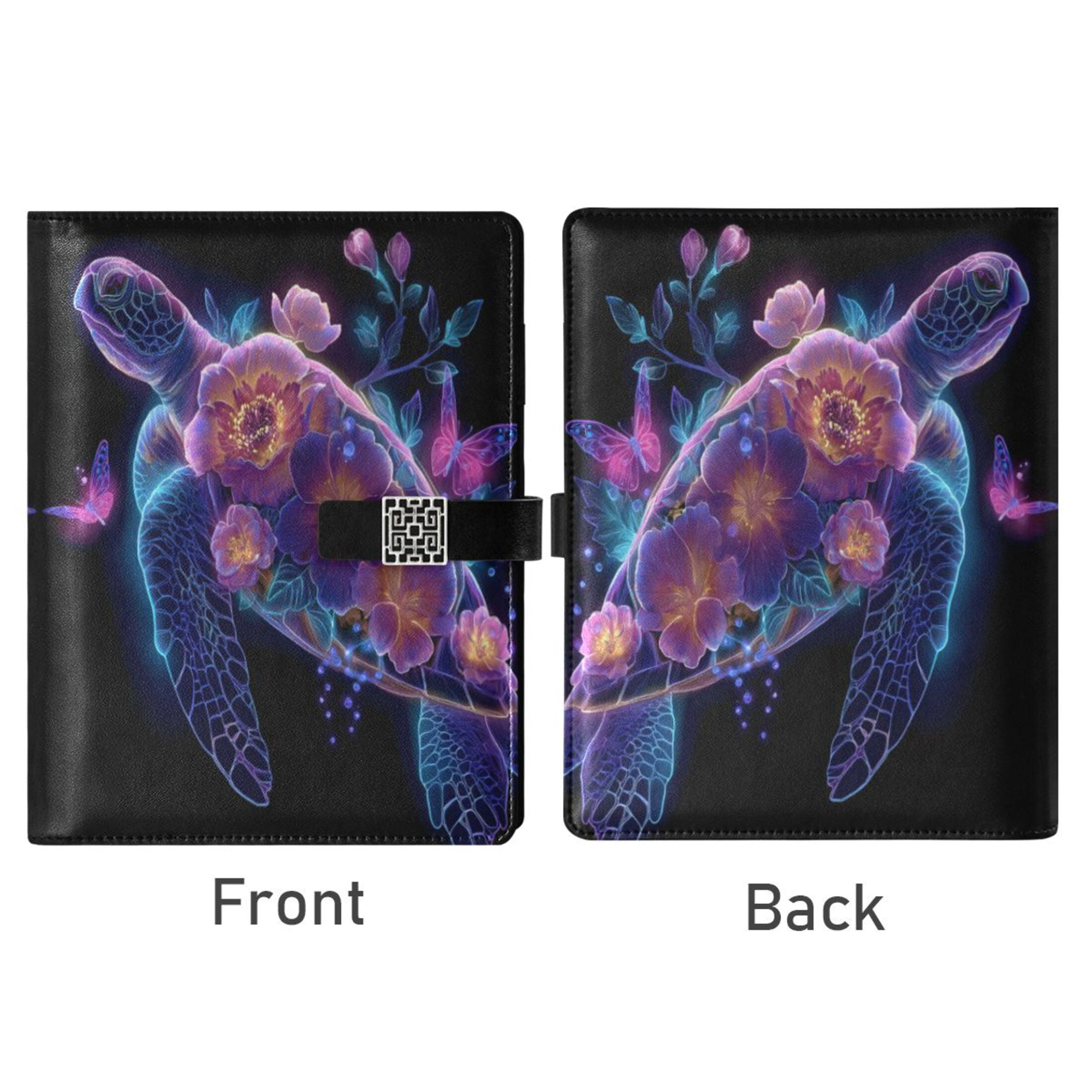Leather Planner Leather Notebook Notebook Journal Binder Design Pen Pocket Design Convenient for Storage Purple Turtle