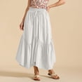 thumbnail image 2 of AGWOLF Maxi Skirts for Women High Waist Renaissance Skirt A Line Pleated Long Skirt Asymmetry Hem Flowy Swing Skirts White M, 2 of 8