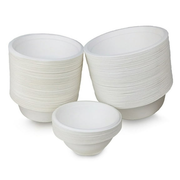 Ludlz 50Pcs Biodegradable Disposable Bowl Environmental Kitchen Hot Cold Use Container