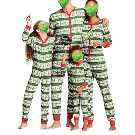 

Huakaishijie Parent Child Christmas Party Pajamas Set Striped Long Sleeve Sleepsuit Nightwear Loungewear