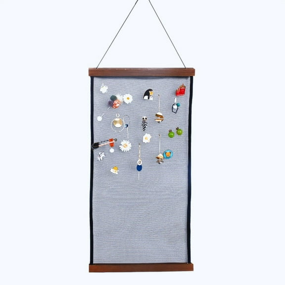 CUKIXA Hanging Earring Organizer Frame, Wood & Mesh Jewelry Display for Wall/Door, Large-Capacity Earring Holder with Hooks, Rustic Farmhouse Decor, 11.8"x23.6" & 7.1"x11.8" Options