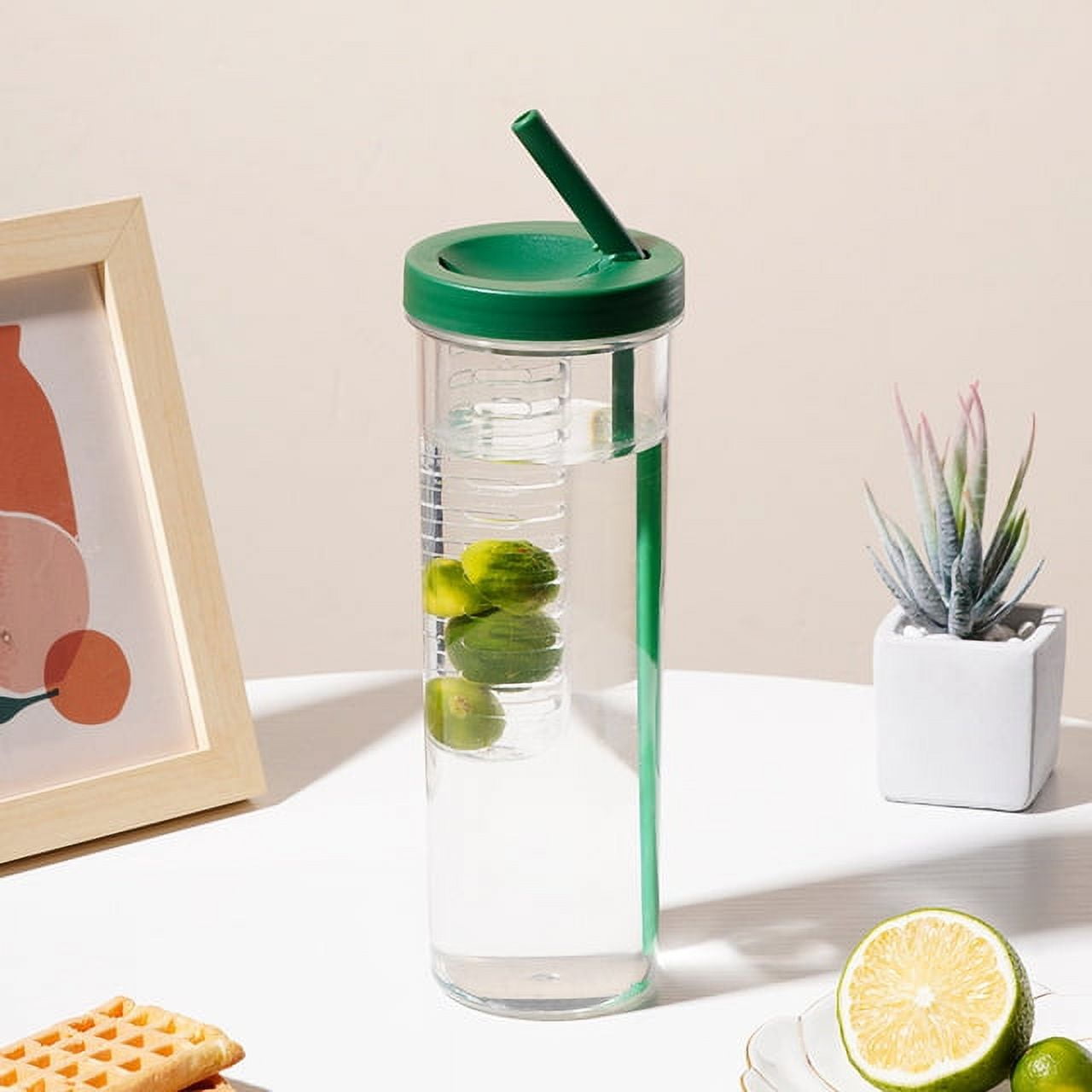 Leaveforme Water Cup Eco-friendly with Lid Plastic Lovely Sweet Straw  Bottle for Home
