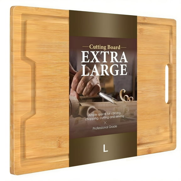 Large Wood Cutting Board, Bamboo Cutting Boards for Kitchen with Juice Groove and Handles, Cutting Boards for Kitchen, 15.75" x 11.81"