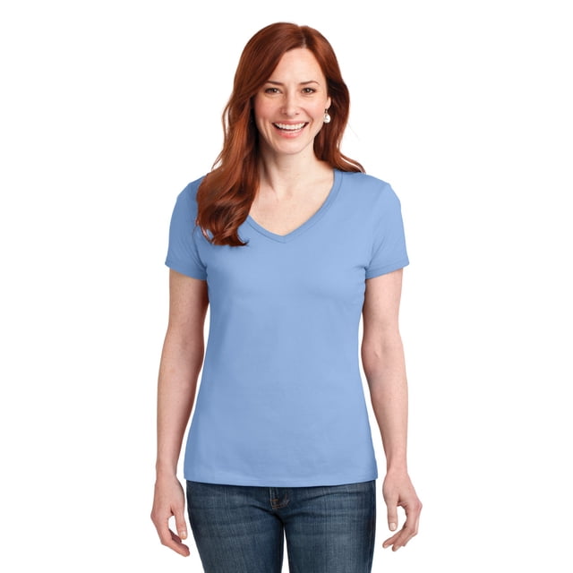 Camiseta Hanes® Ladies Perfect-T de algodón con cuello en V. S04V hanes S04V