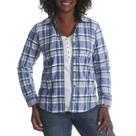 Women's Casual Long Sleeve Knit Fleece Shirt