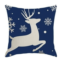 Cinvoph 18"x18" Christmas Reindeer Snowflake Pillow Cover Decorative Throw Pillow Cases for Winter Xmas New Year, Soft Cushion Covers for Couch Sofa Bed Home Party Decoration