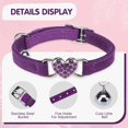 thumbnail image 4 of Miaocao 2 Pack Diamond Cat Collar with Bells and Safety Belt, Adjustable Soft Velvet Kitten Collar with Bling Heart Jewelry, Cute Purple & Pink Cat Collars for Girls & Boys(Neck Girth 8"-10"), 4 of 7