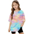thumbnail image 4 of SGFCWSX Girls Short Sleeve T-Shirt, Kids Tie Dye Oversized Crew Neck Tees Casual Summer Tops Multicolor Size 10-11 Years, 4 of 8