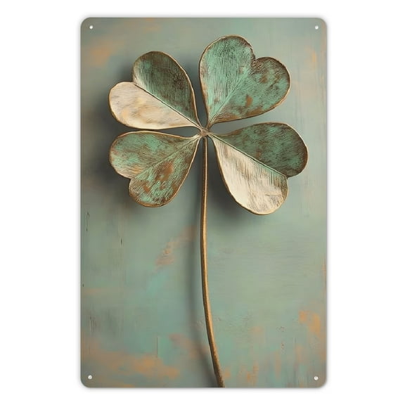 Room Decor Vintage Clover Wall Art, Rustic Metal Plaque, Non-Woven Fabric, for Home, Bar, Cafe, Restaurant, Garage Decor, Ideal for Christmas, Halloween, Easter, Thanksgiving, St. Patrick'S Day