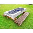 thumbnail image 1 of Hamsa Outdoor Tablecloth, Artistic Symbol in Japanese Style with Ying Yang Sign Spiritual Mysticism Zen, Decorative Washable Fabric Picnic Table Cloth, 58 X 84 Inches,Royal Blue Cream, by Ambesonne, 1 of 2