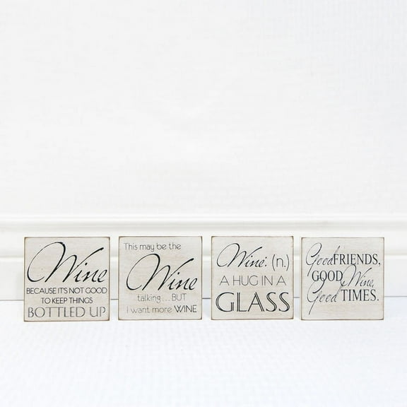 Adams & Co. 19087 Set Of 4 Assorted Coasters (Wine), Black And White