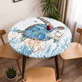 thumbnail image 5 of Marine Life Turtle Elastic Fitted Round Table Cover Starfish Blue Coral Waterproof Outdoor Tablecloth for Holiday Party, Picnic, Patio & Dining Fits Tables Up to 45"-54", 5 of 8