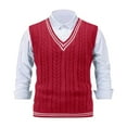 thumbnail image 2 of Bcfgryg Men's Sweater Vest Slim Fit Casual Knit Sleeveless Pullover Warm Winter Layering Stretchable Comfortable Lightweight Soft Yarn Crew Neck Mens Sweater Red XXXL, 2 of 4