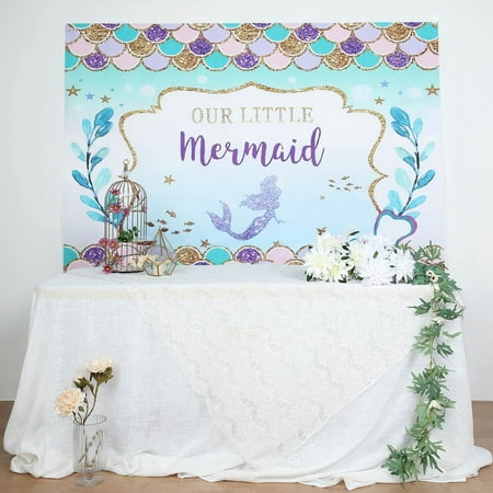 Image of Efavormart 5FTx7FT | Little Mermaid Vinyl Backdrop Mermaid Theme Birthday Party Photography Background Banner