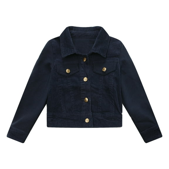 Richie House Girls' Solid Coat with Lapel Collar RH1705