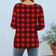 thumbnail image 4 of Mifsaly Plus Size Christmas Shirts Women Plaid Xmas 3/4 Sleeve Pullover Tops Sweater Loose Fit Crewneck Blouse Season Festival Party T-Shirts 2025 Holiday Fashion Clothing, 4 of 9