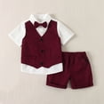 thumbnail image 2 of Taqqpue Baby Boys Summer Suits 2 Pack Sets Short Sleeve Wedding Ring Bearer Outfits 4Pcs Graduation Dress Vest Shirt Bowtie Shorts Set (1-8Y), 2 of 9