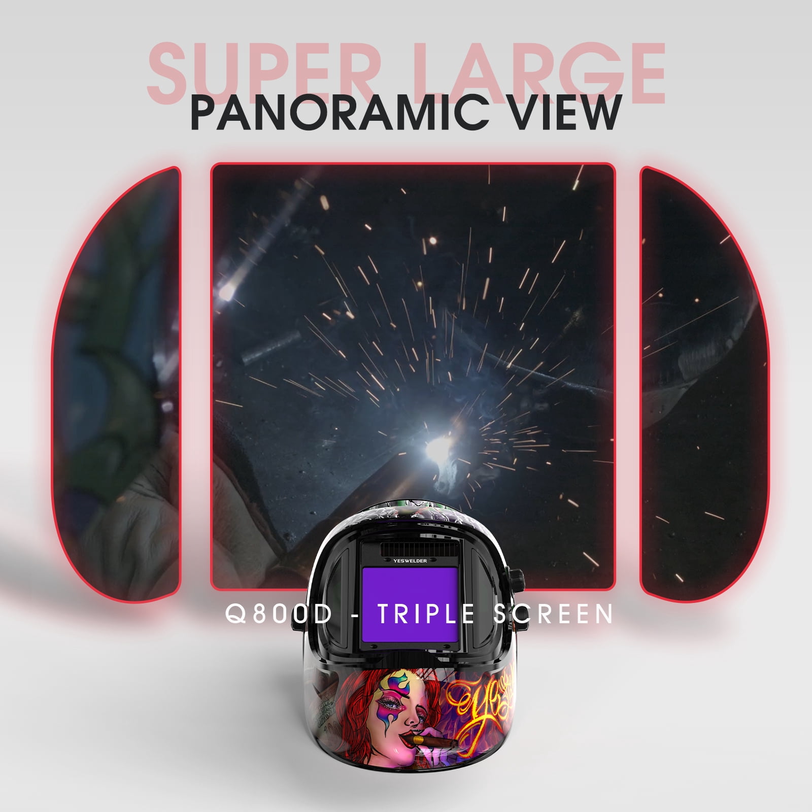 YesWelder Auto-Darkening Welding Helmet with Side View and True Color Viewing