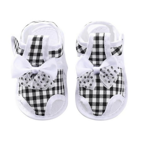 

Baby Girls Infant Sandals Summer Cute Bow Anti-Slip Cotton Sole Indoor Shoe 0-12M