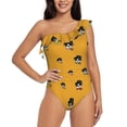 thumbnail image 2 of Yiaed Cute Dog Print Women One Piece Swimsuits Tummy Control One Shoulder Bathing Suits Pattern Ruffle Swimwear-Small, 2 of 8