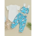 thumbnail image 3 of Bagilaanoe 3pcs Newborn Easter Outfits Baby Boys Pants Set Bunny Short Sleeve Romper Tops + Leggings + Hat 3M 6M 9M 12M Infant Casual Clothes, 3 of 8