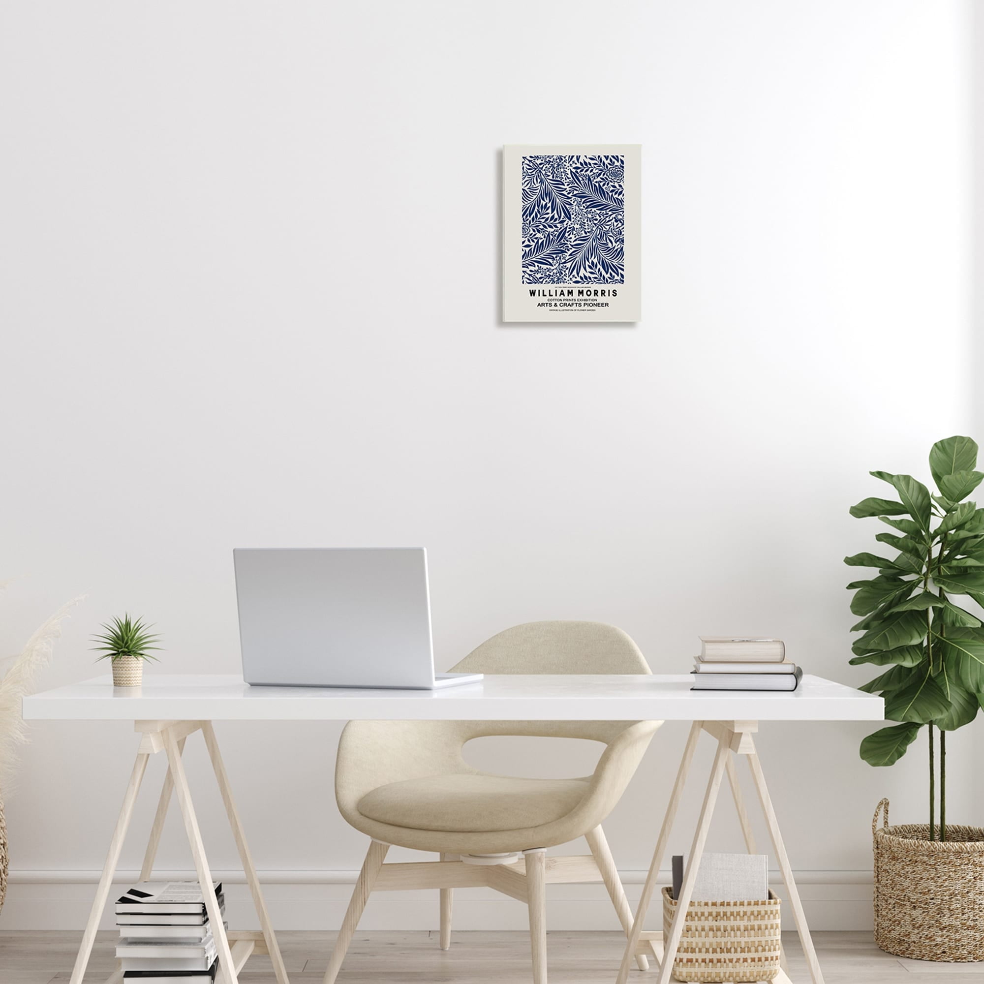 Stupell Industries Blue Floral Leaves Botanical Pattern Exhibition Flyer Wood Wall Art, 10 x 15, Design by Ros Ruseva