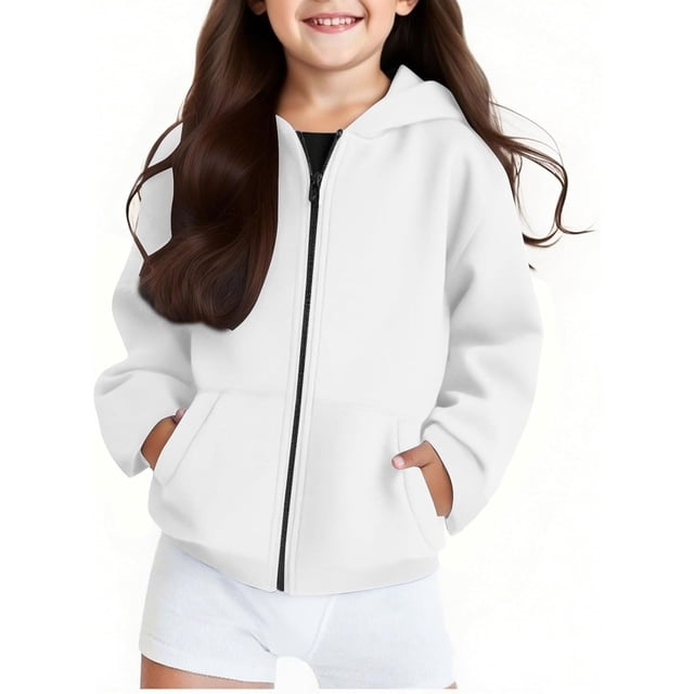 Chandail à Capuche pour Filles Veste Zippée Chaude Chandail Décontracté pour Adolescentes
