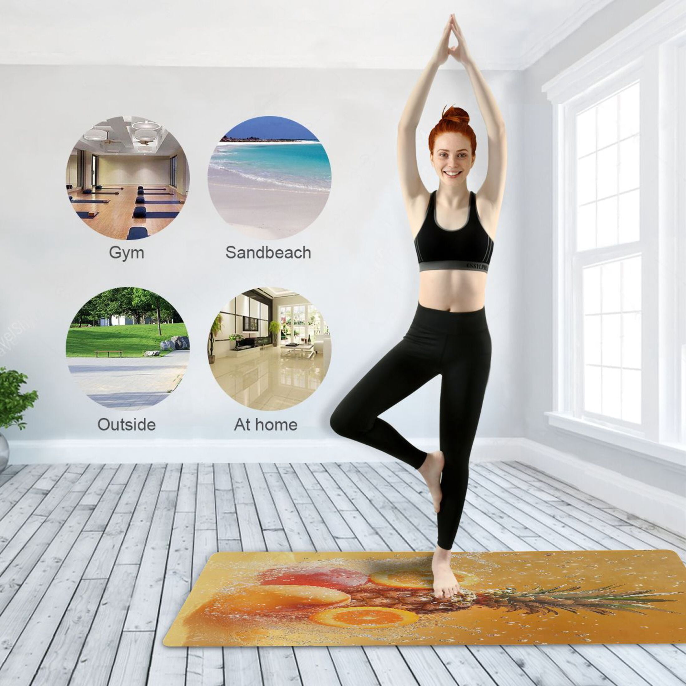 BZSMCE Yoga Mat Women Floating Fruits with Water Splash Fitness Mat
