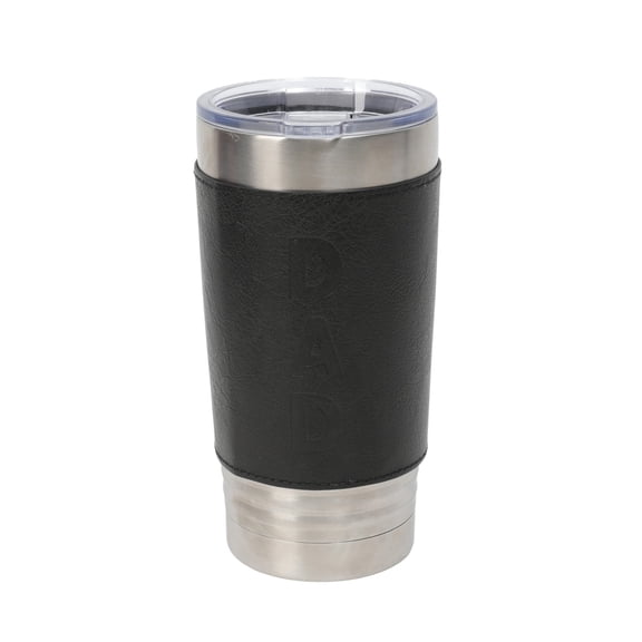 Dad Stainless Steel Tumbler with Faux Leather Sleeve, Gray, 20 oz, Father's Day by Way To Celebrate