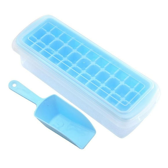 Icecube Tray With Lidandbin-large Silicone Ice Tray For Freezer