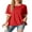 03-Orange red, variant on JWD Women's Top Short Sleeved T-Shirt Round Neck Casual Blouses Patchwork Split Hem Tee Top White L