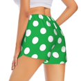 thumbnail image 3 of Goofa Green And White Polka Dot Printed Women 2 in 1 Running Shorts,Quick Dry Athletic Workout Shorts,High Waisted Athletic Shorts with Liner Pockets-X-Large, 3 of 9