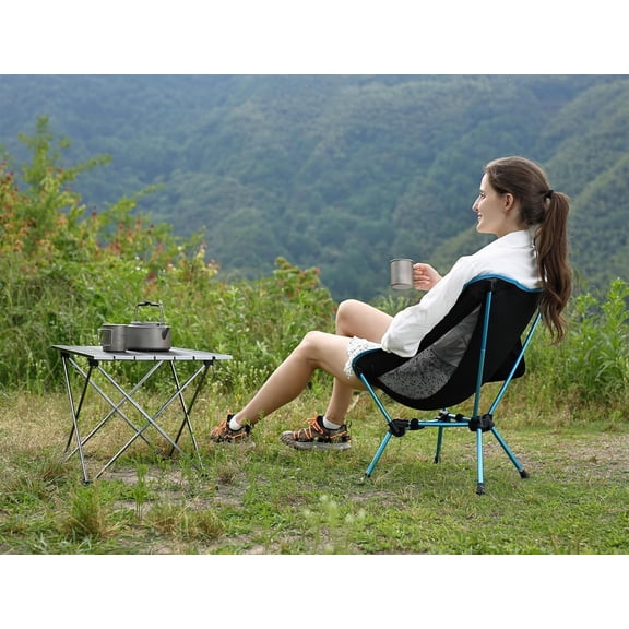 Lightweight Folding Camping Chair, Portable Foldable Compact for Outdoor Camp, Travel, Beach, Picnic, Festival, Hiking, Backpacking, Supports 330Lbs (Blue)
