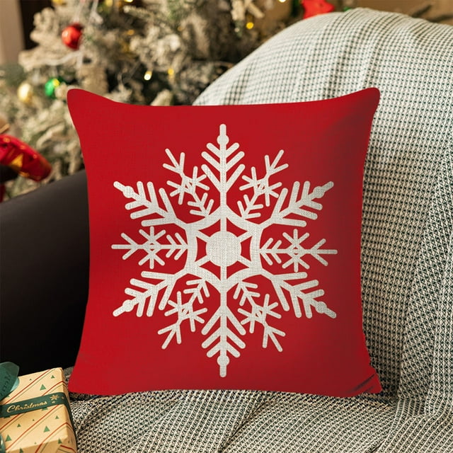 Housse de Coussin de Noël - Housse de Coussin Réutilisable Festive pour Vacances Décoration d'Hiver, Housse de Coussin Lavable Imprimé de Noël pour Appartement Bureau Salon