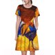 thumbnail image 1 of Easygdp Colorful Rooster para Vestido Transpirable de Mujer, Vestido Suelto de Manga Corta con Pliegues y Bolsillos para el Verano, 1 of 6