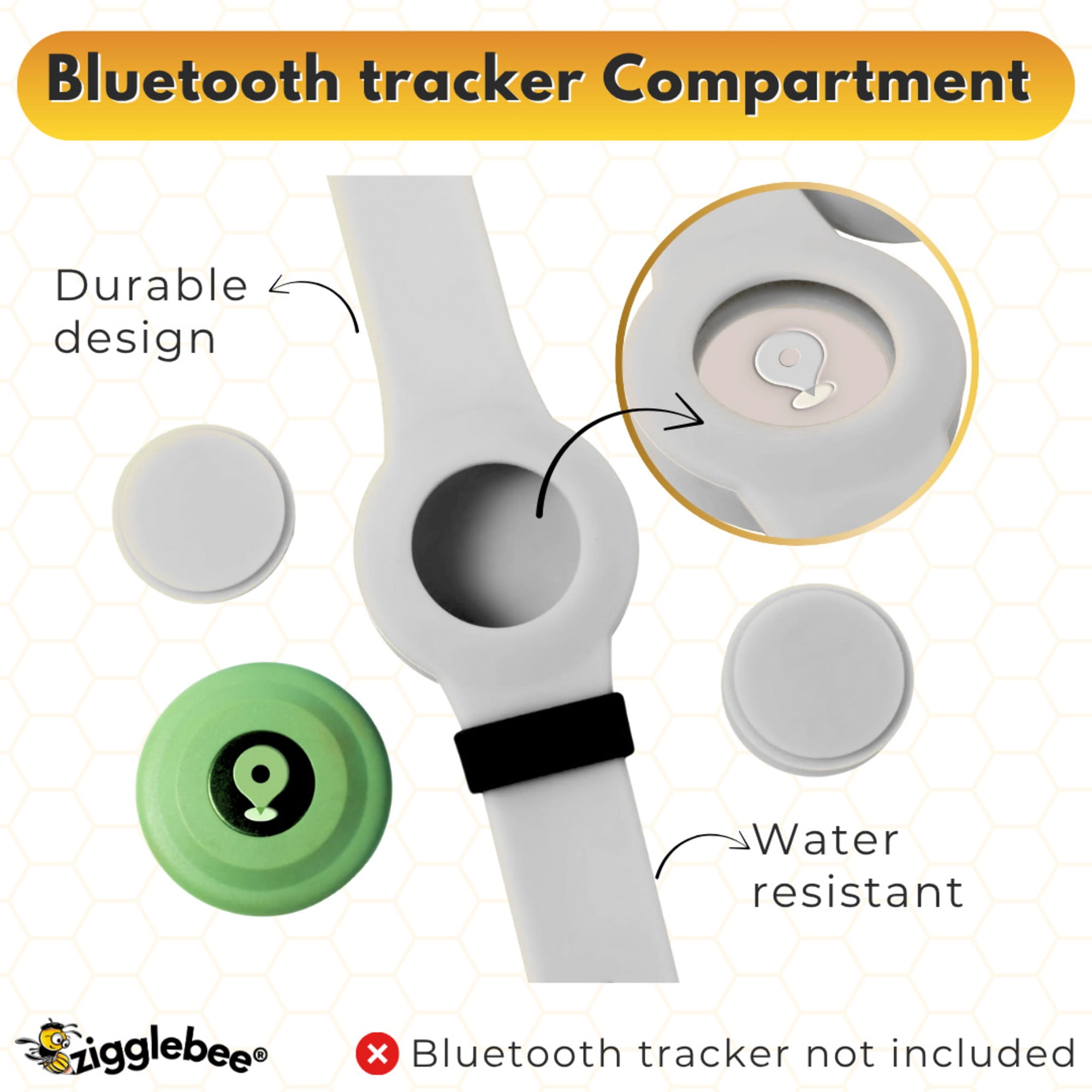 InfoMate by Zigglebee QR Code Medical Bracelet and AirTag Holder Wristband, Cloud Grey, Butterfly Clasp